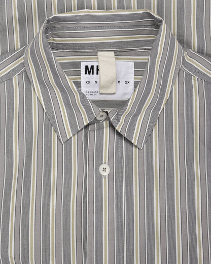 lost & found Margaret Howell MHL Overall Shirt Pyjama Stripe Cotton Off White/Grey/Zest