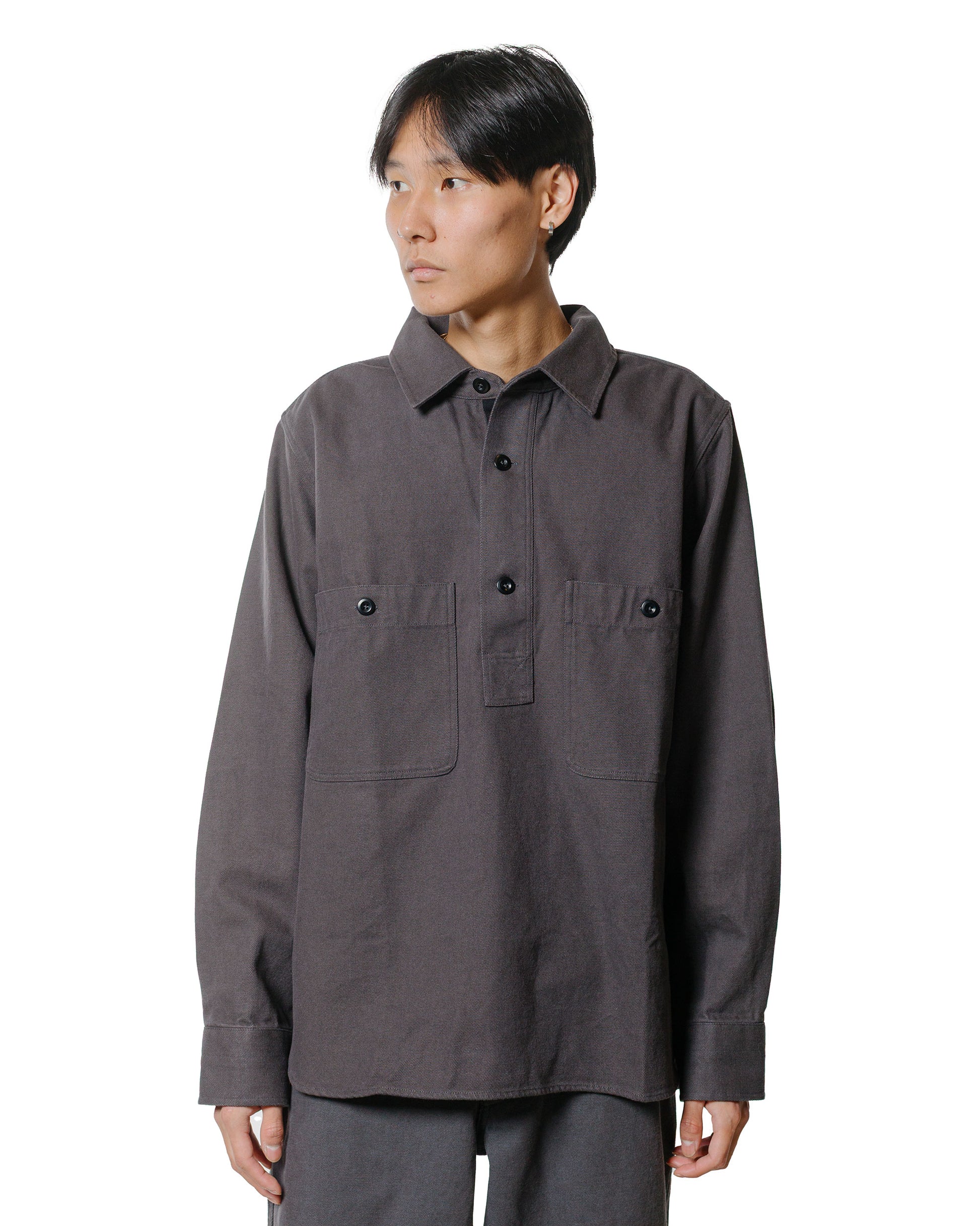 lost & found Margaret Howell MHL Overhead Shirt Cotton Wool Drill Graphite