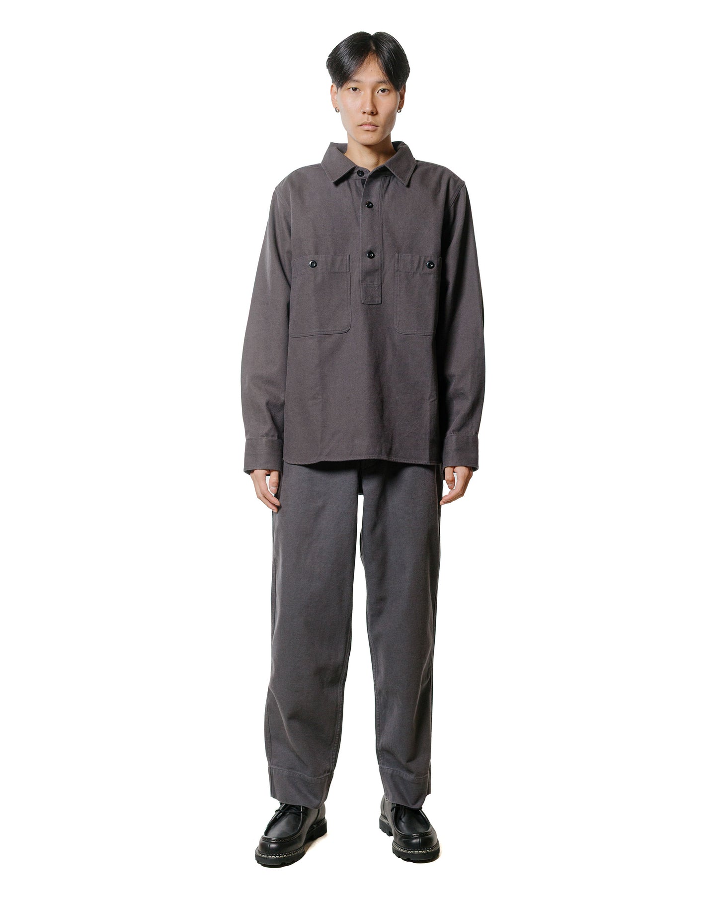 lost & found Margaret Howell MHL Overhead Shirt Cotton Wool Drill Graphite
