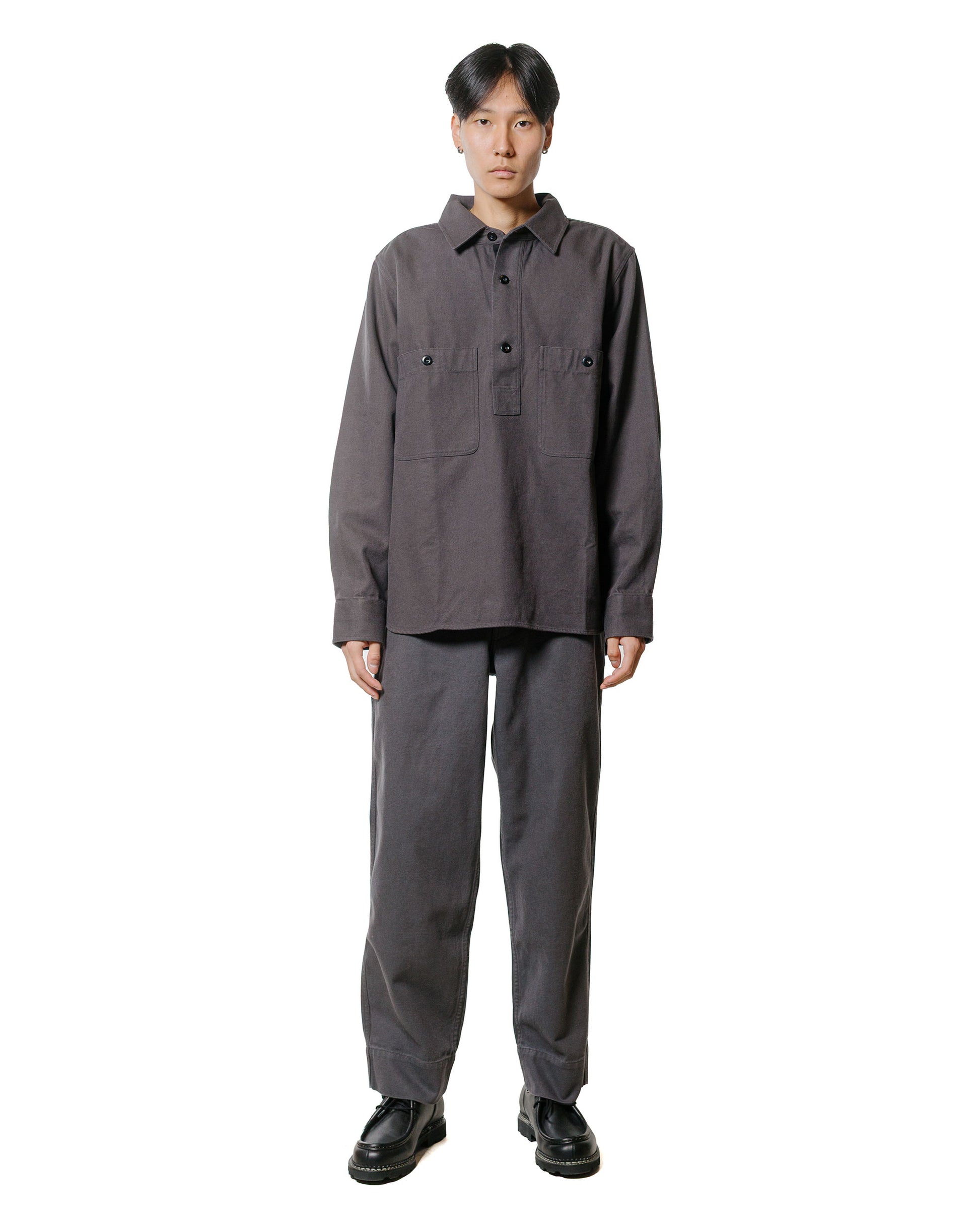 lost & found Margaret Howell MHL Overhead Shirt Cotton Wool Drill Graphite