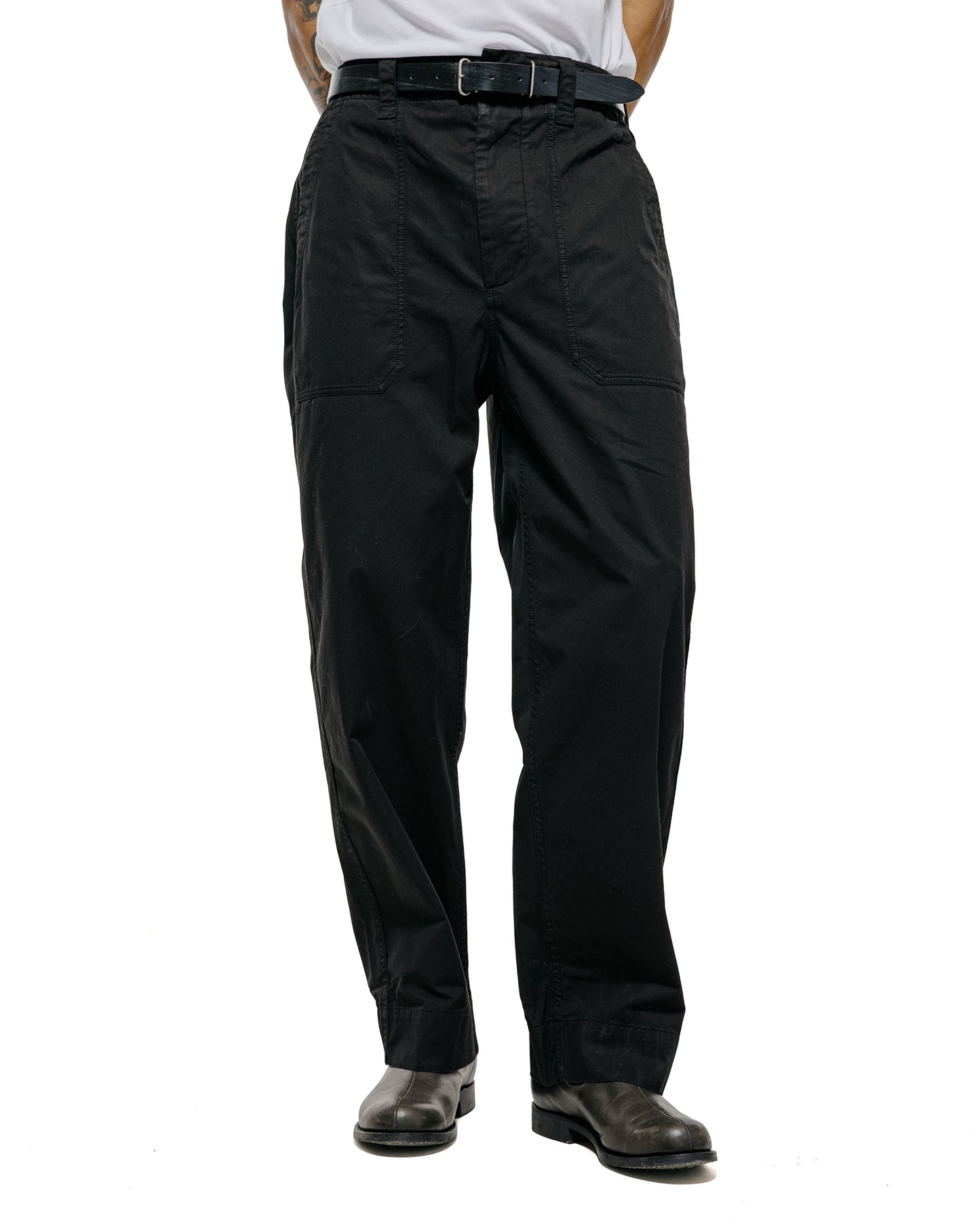 lost & found Margaret Howell MHL Patch Pocket Utility Trousers Matte Cotton Twill Black