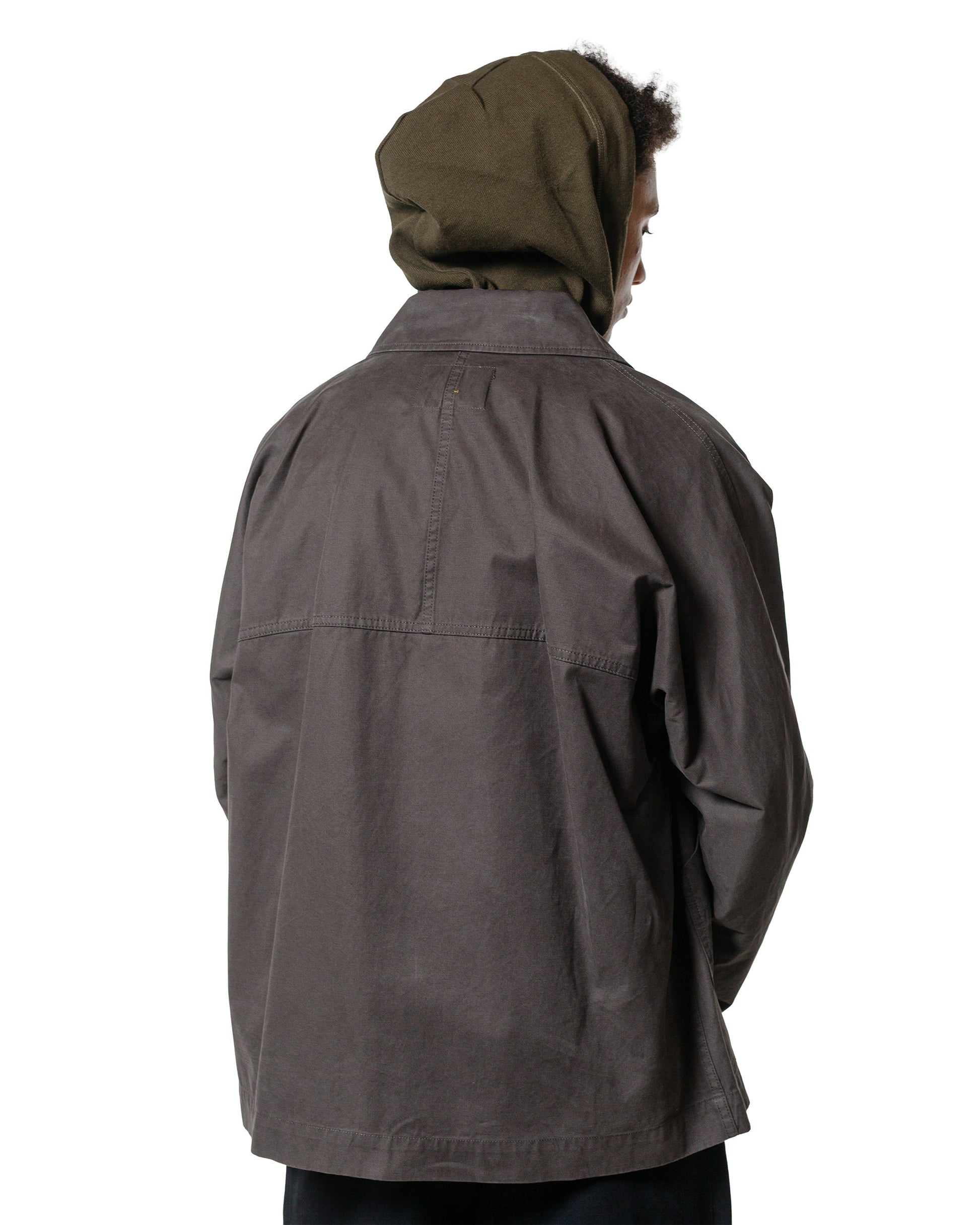 lost & found Margaret Howell MHL Raglan Jacket Plain Cotton Drill Ebony