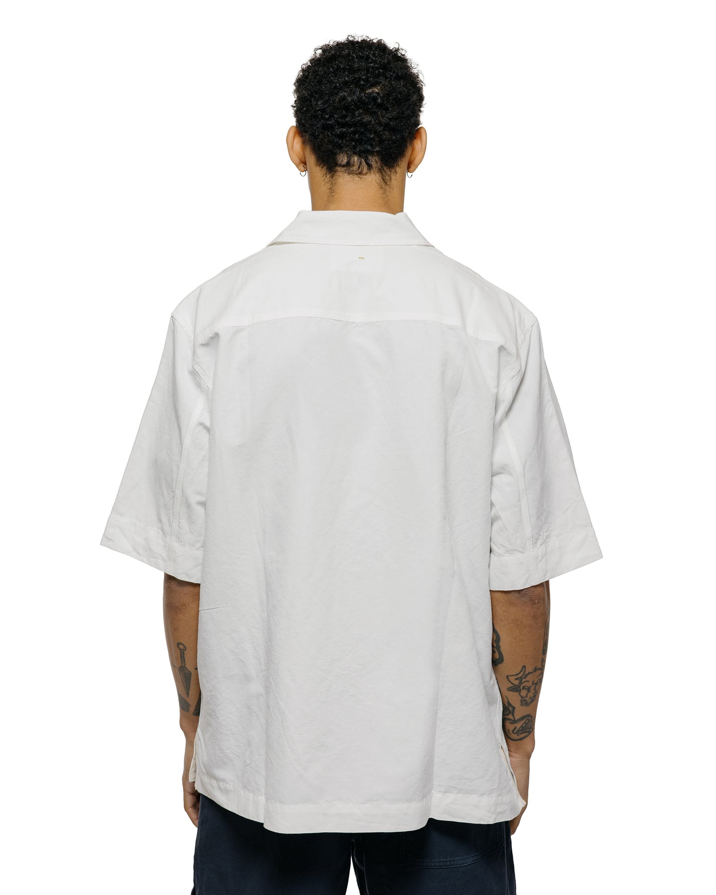 lost & found Margaret Howell MHL S/S PJ Shirt Cotton Linen Poplin Chalk