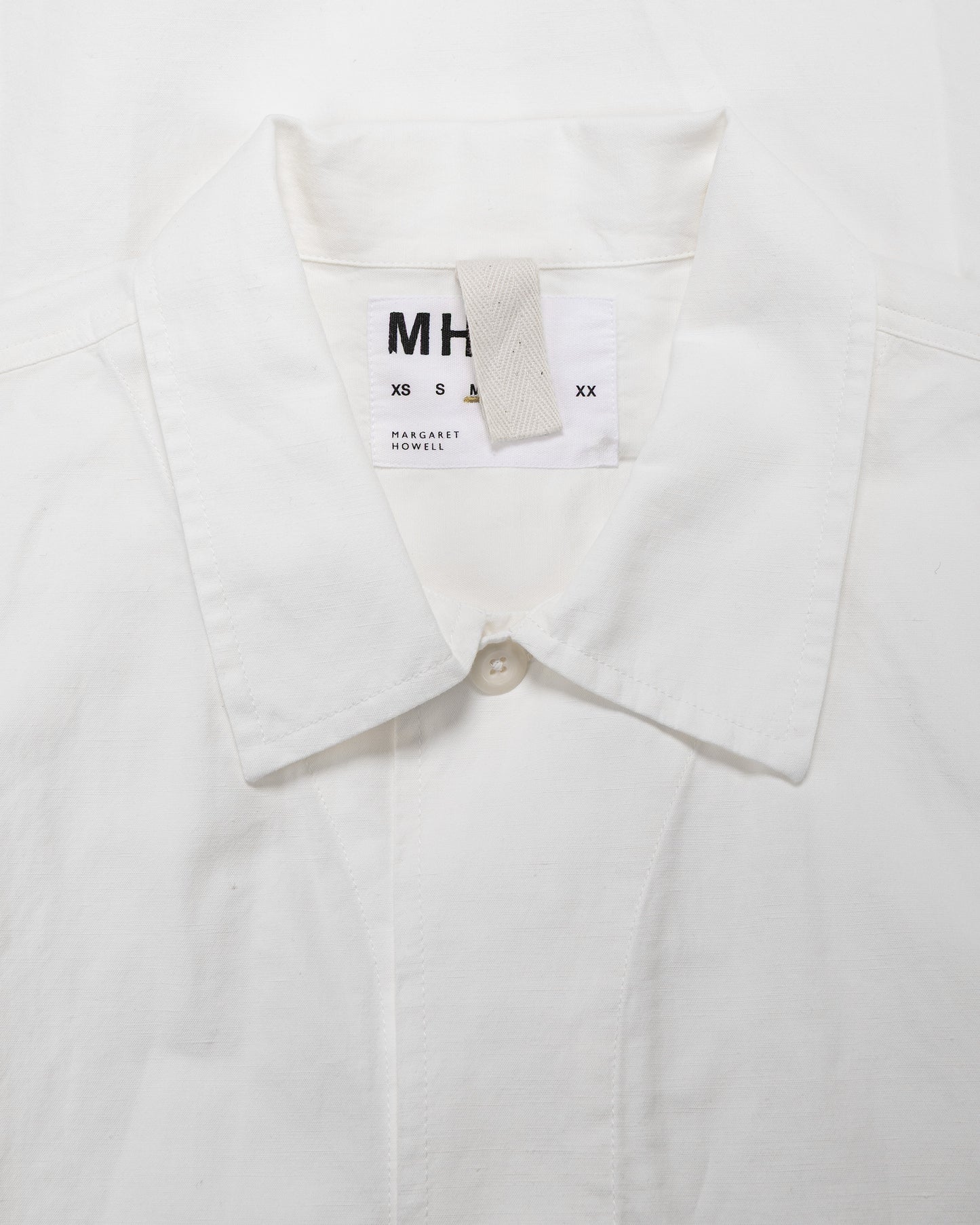lost & found Margaret Howell MHL S/S PJ Shirt Cotton Linen Poplin Chalk