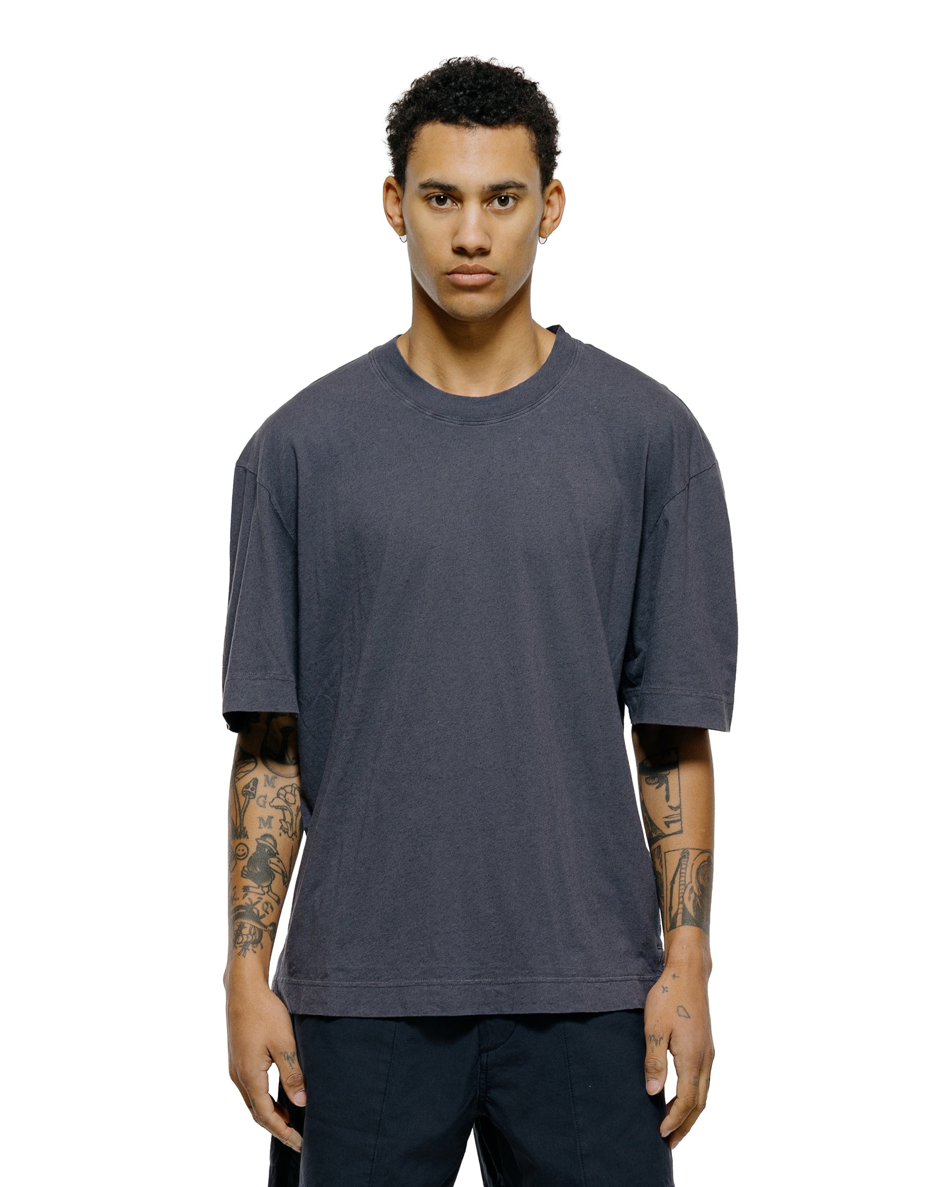 lost & found Margaret Howell MHL Simple T-Shirt Organic Cotton Linen Jersey Slate Blue