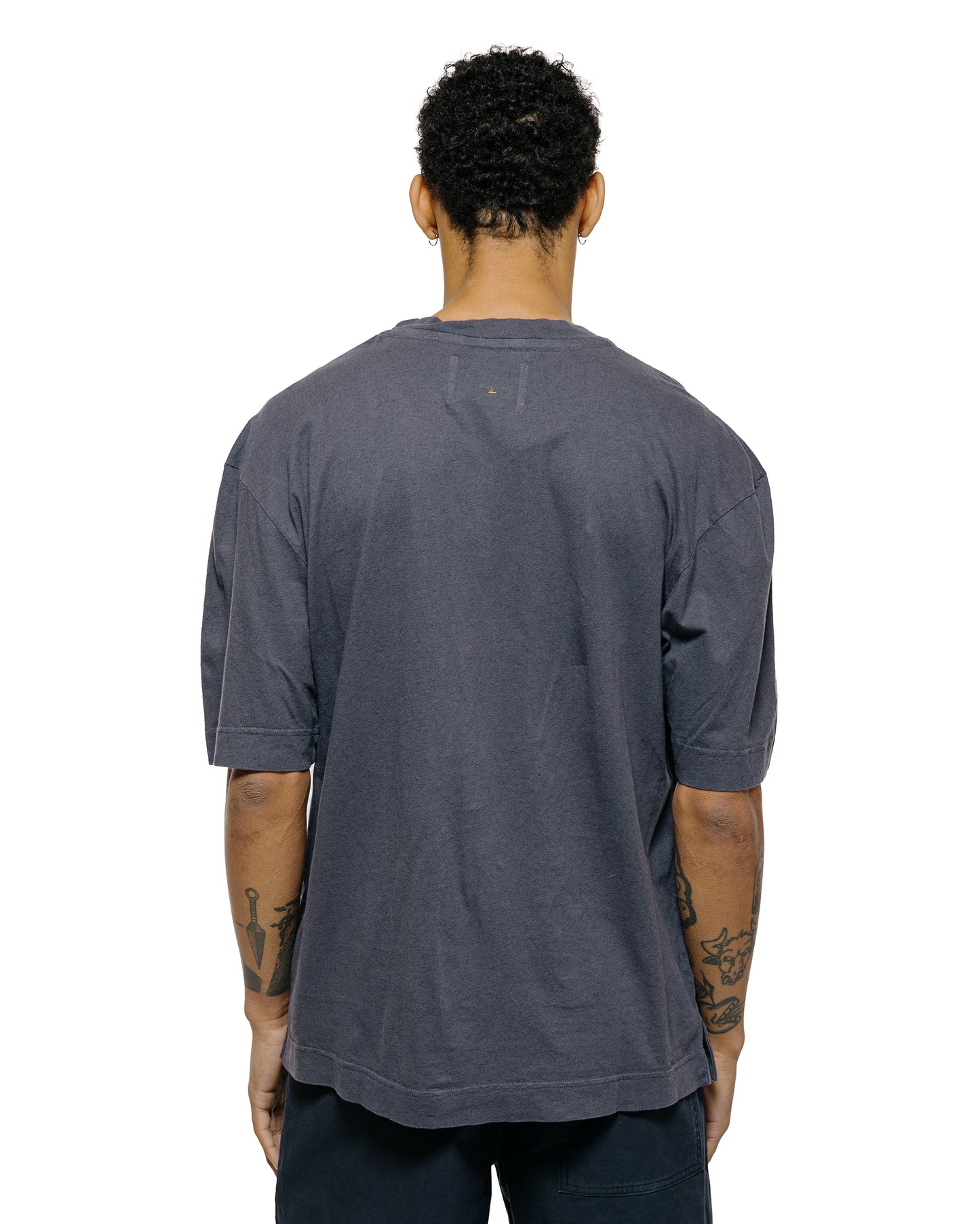 lost & found Margaret Howell MHL Simple T-Shirt Organic Cotton Linen Jersey Slate Blue