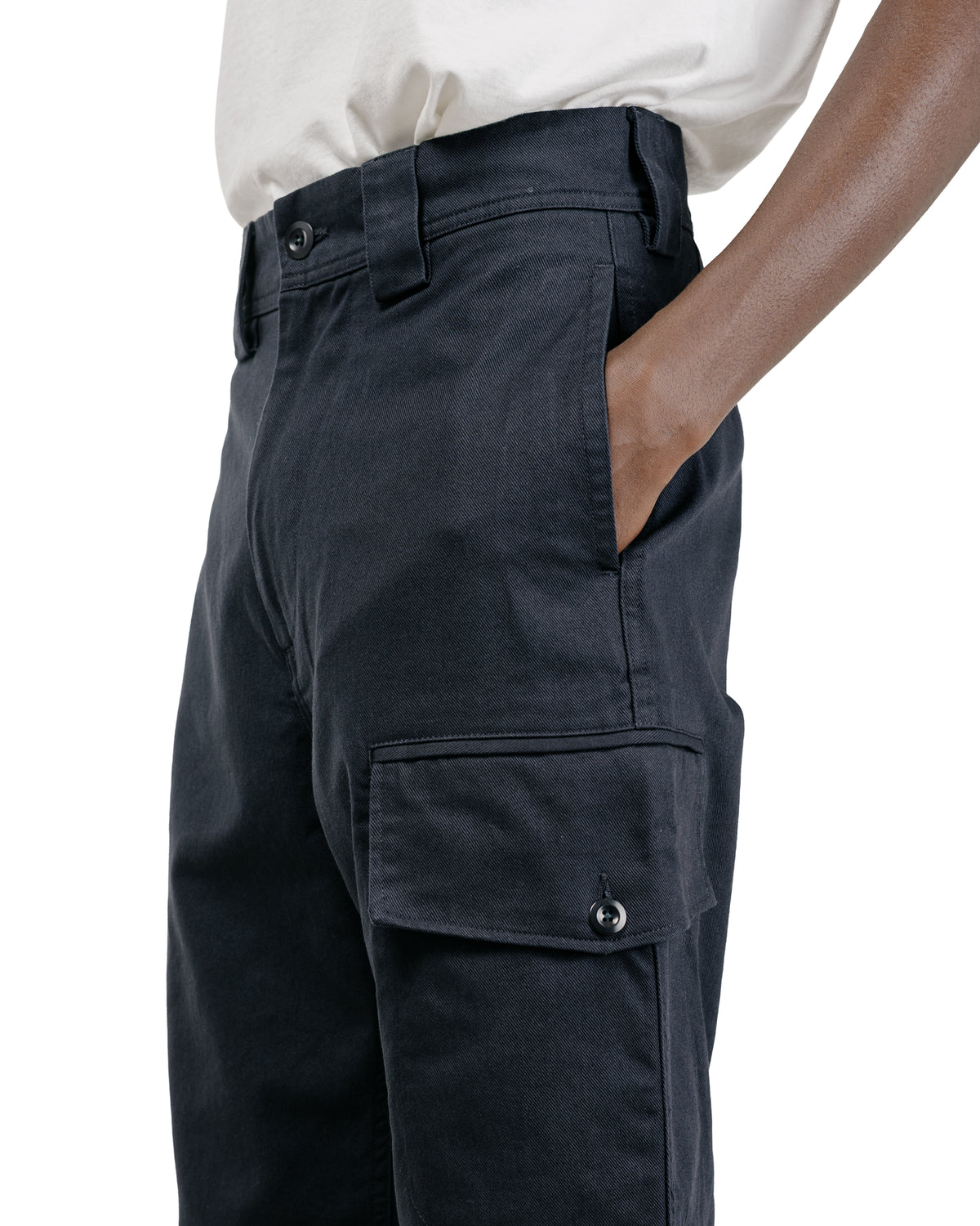 MHL Single Cargo Pocket Trousers Soft Cotton Drill Ink