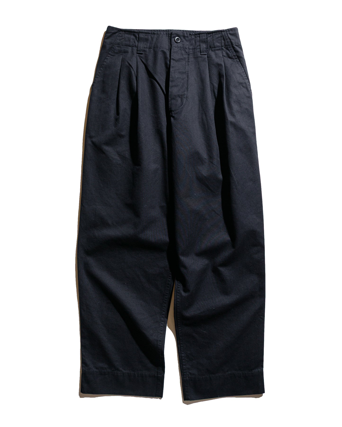 lost & found Margaret Howell MHL Stitch Pleat Trouser Compact Cotton Canvas Black