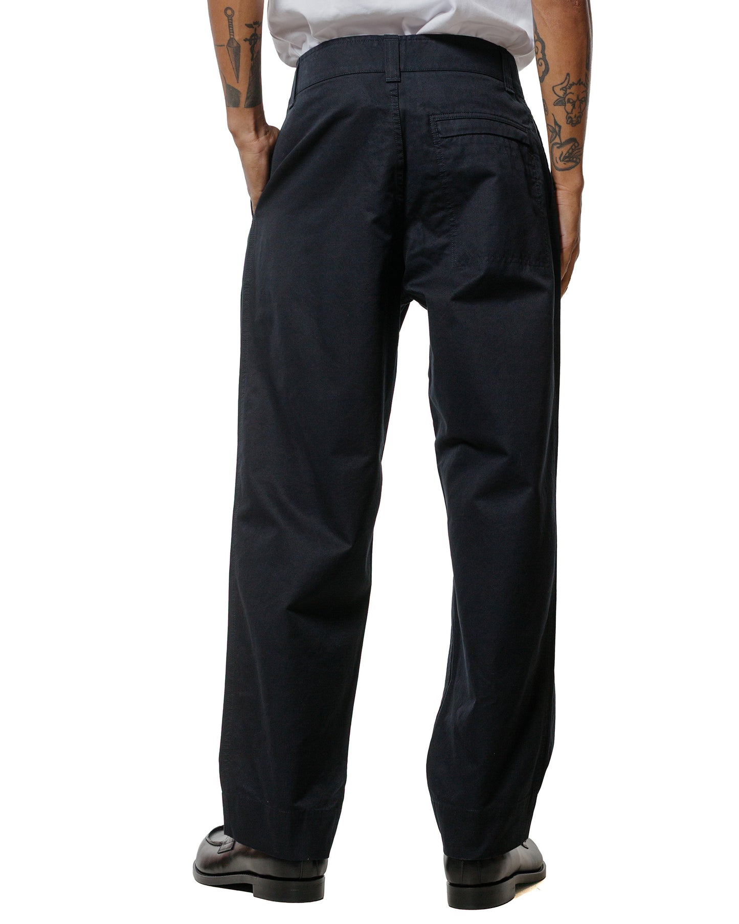 lost & found Margaret Howell MHL Stitch Pleat Trouser Compact Cotton Canvas Black