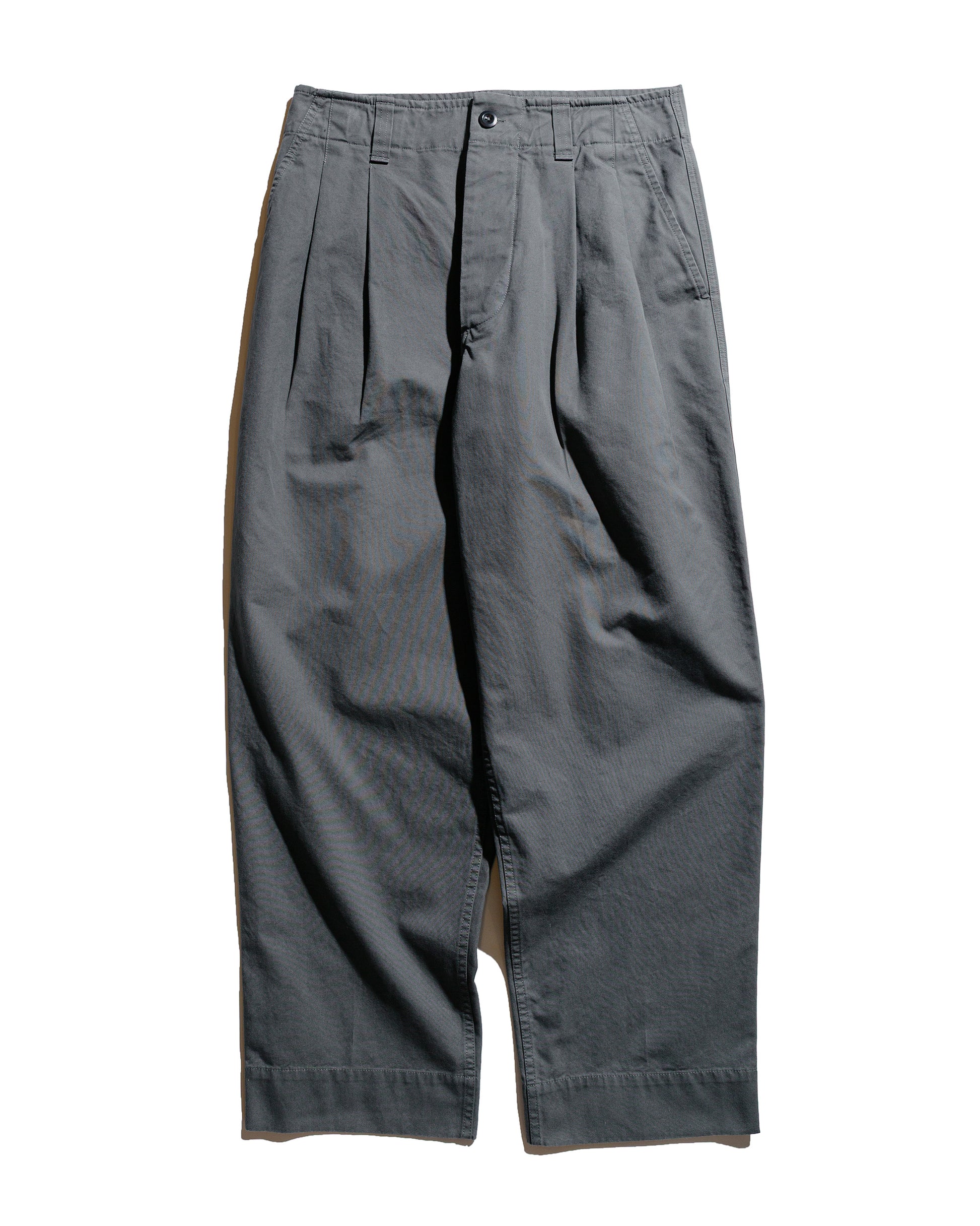 lost & found Margaret Howell MHL Stitch Pleat Trouser Compact Cotton Canvas Charcoal