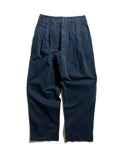 lost & found Margaret Howell MHL Stitch Pleat Trouser Tough Cotton Twill Dark Ink
