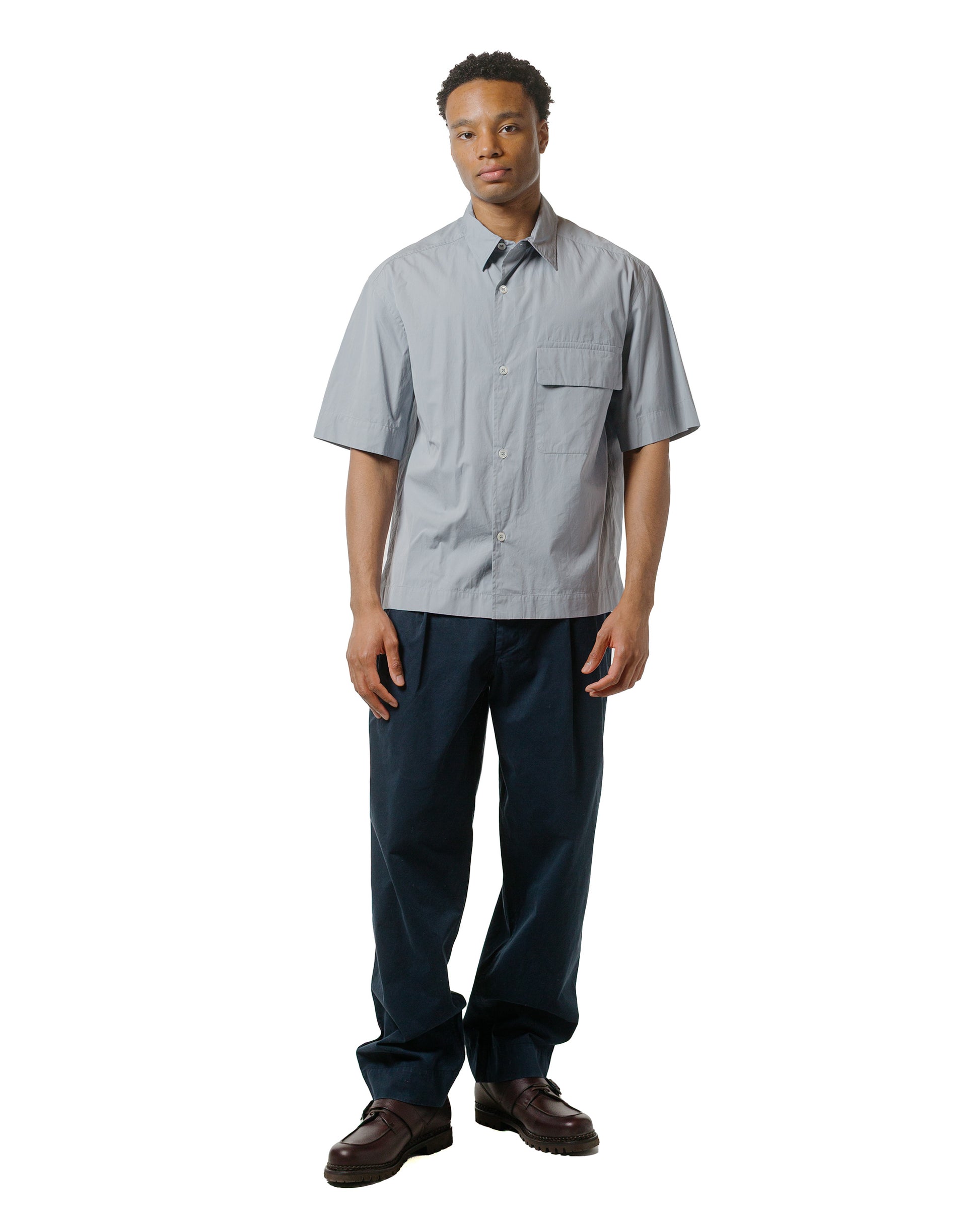 lost & found Margaret Howell MHL Stitch Pleat Trouser Tough Cotton Twill Dark Ink