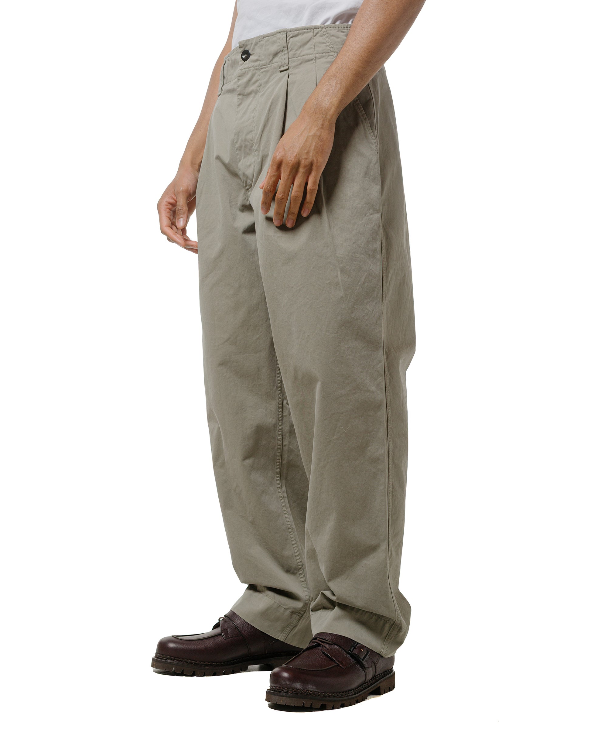 lost & found Margaret Howell MHL Stitch Pleat Trouser Tough Cotton Twill Eucalyptus