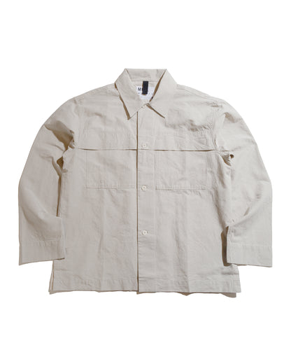 lost & found Margaret Howell MHL Storm Flap Shirt Dry Cotton Linen Pale Stone