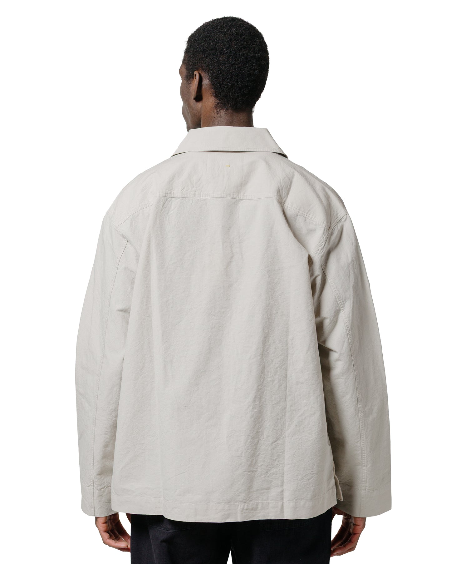 lost & found Margaret Howell MHL Storm Flap Shirt Dry Cotton Linen Pale Stone