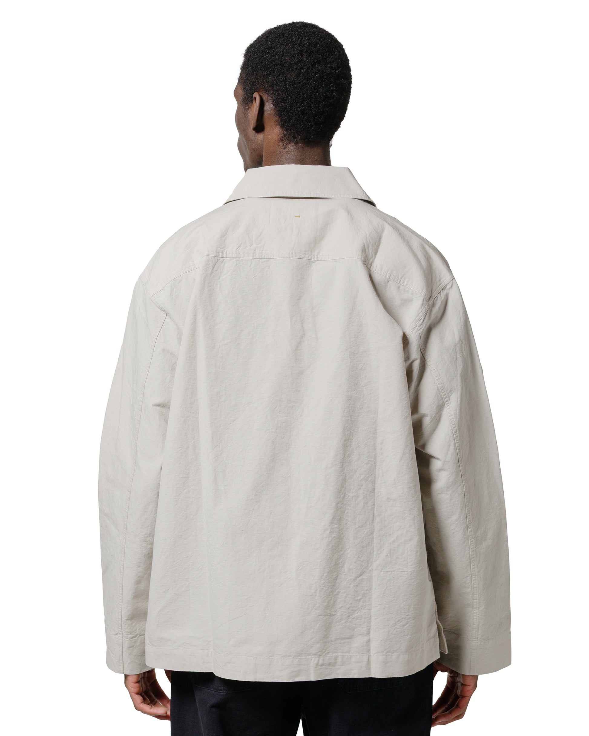 lost & found Margaret Howell MHL Storm Flap Shirt Dry Cotton Linen Pale Stone