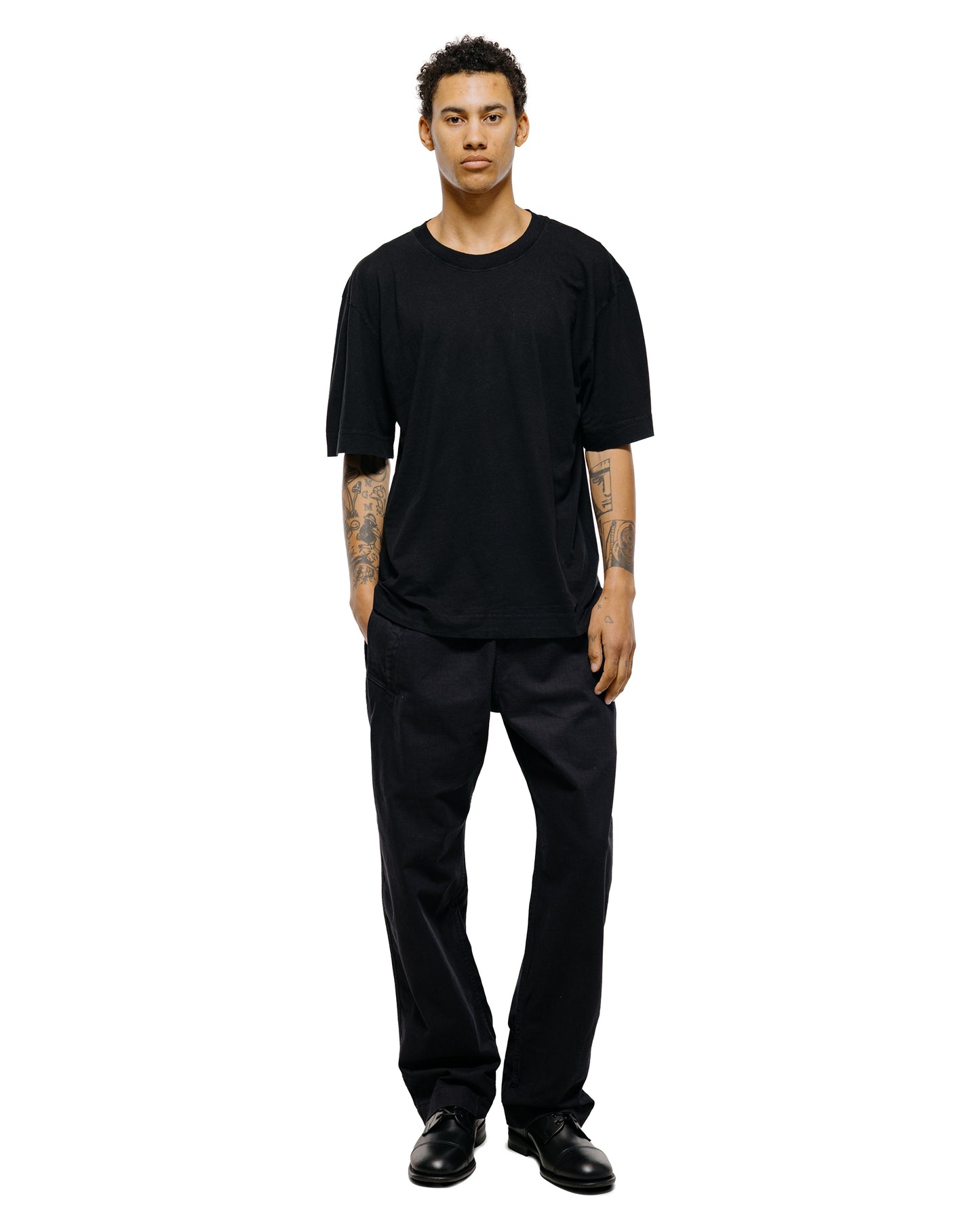 lost & found Margaret Howell MHL Simple T-Shirt Organic Cotton Linen Jersey Black
