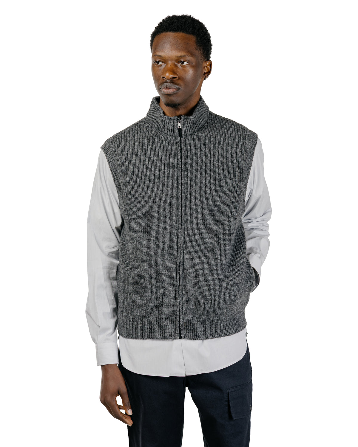 MHL Zip Gilet Dry Merino Grey Melange