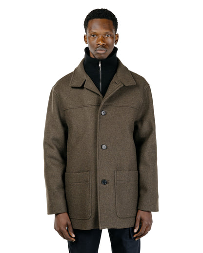 Margaret Howell Double Collar Coat Firm Wool Melton Khaki