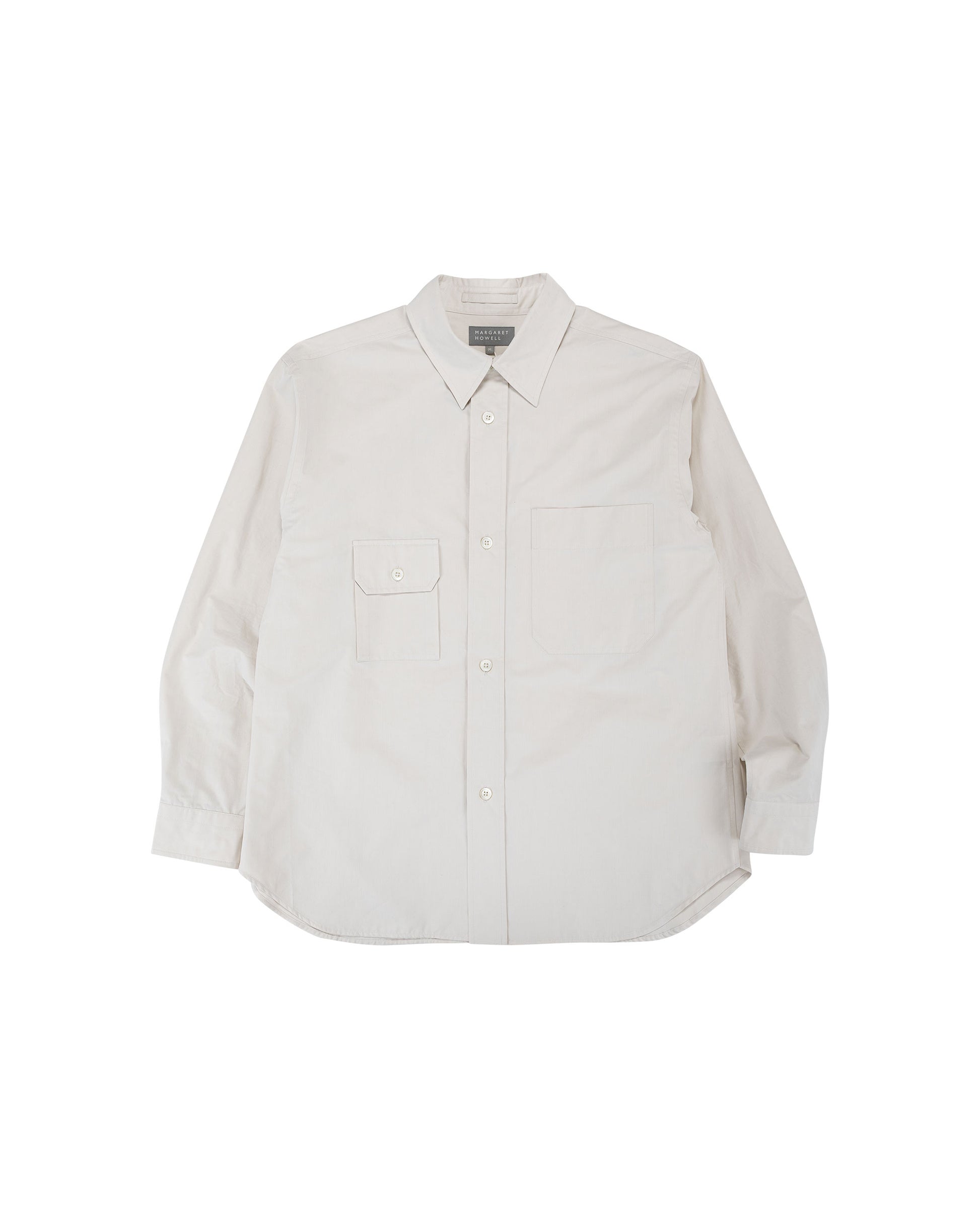 lost & found Margaret Howell Margaret Howell Odd Pocket Shirt Yarn Dye Cotton Poplin Parchment
