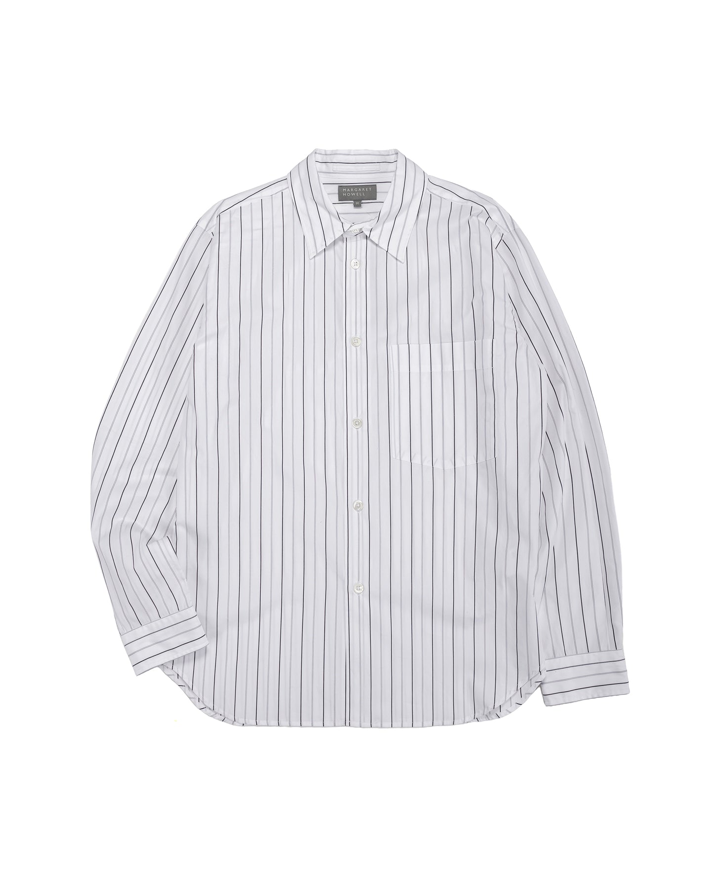 lost & found Margaret Howell Margaret Howell Basic Shirt Wide Graphic Stripe Cotton White/Charcoal