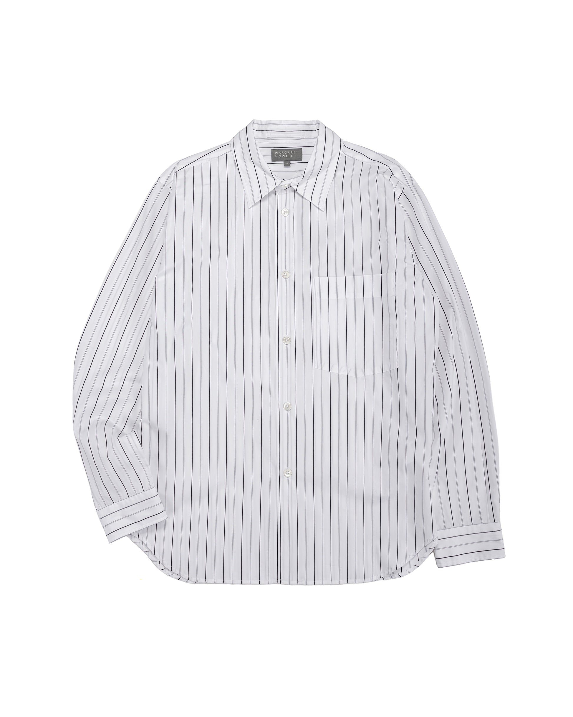 lost & found Margaret Howell Margaret Howell Basic Shirt Wide Graphic Stripe Cotton White/Charcoal