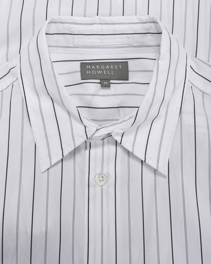 lost & found Margaret Howell Margaret Howell Basic Shirt Wide Graphic Stripe Cotton White/Charcoal