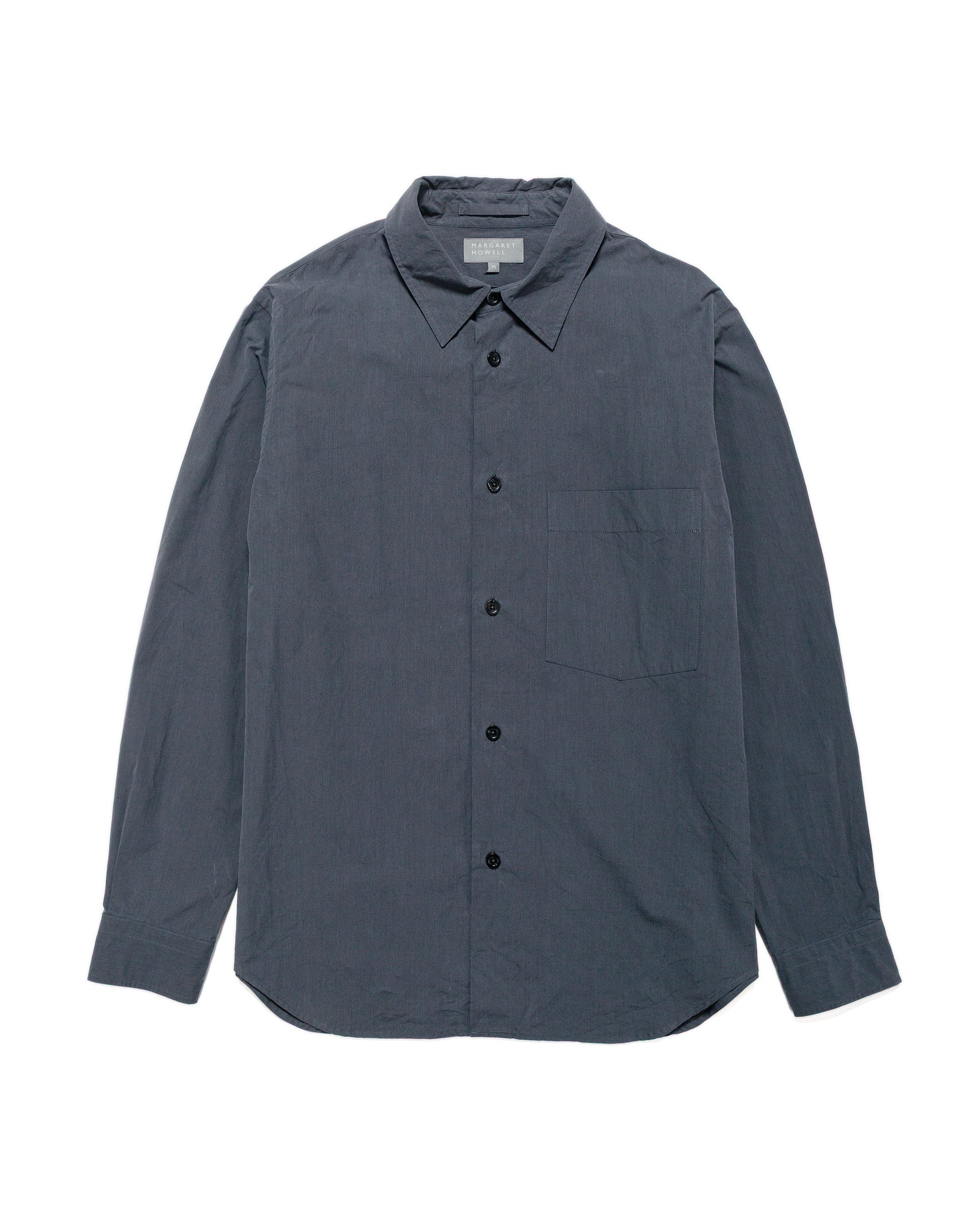 lost & found Margaret Howell Margaret Howell Basic Shirt Yarn Dye Cotton Shirting Charcoal