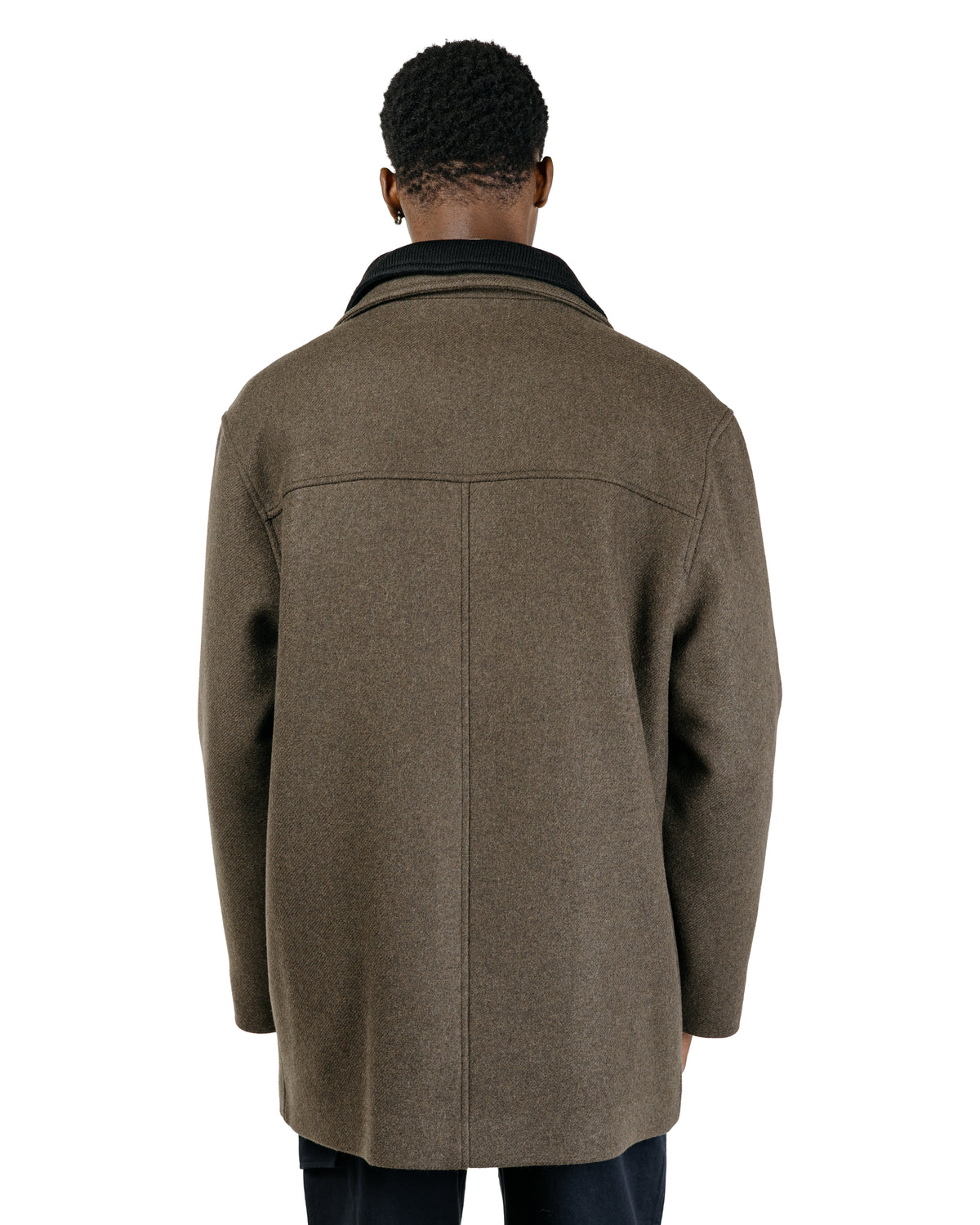 Margaret Howell Double Collar Coat Firm Wool Melton Khaki