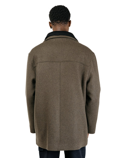 Margaret Howell Double Collar Coat Firm Wool Melton Khaki