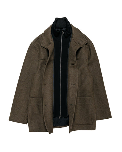 Margaret Howell Double Collar Coat Firm Wool Melton Khaki