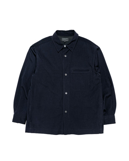 Margaret Howell Half Lined Shirt Brushed Fluid Wool Twill Navy