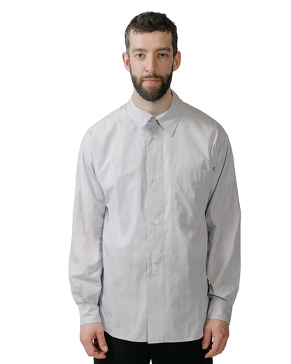lost & found Margaret Howell Margaret Howell Half Placket Shirt Fine Stripe Cotton Poplin Grey/White