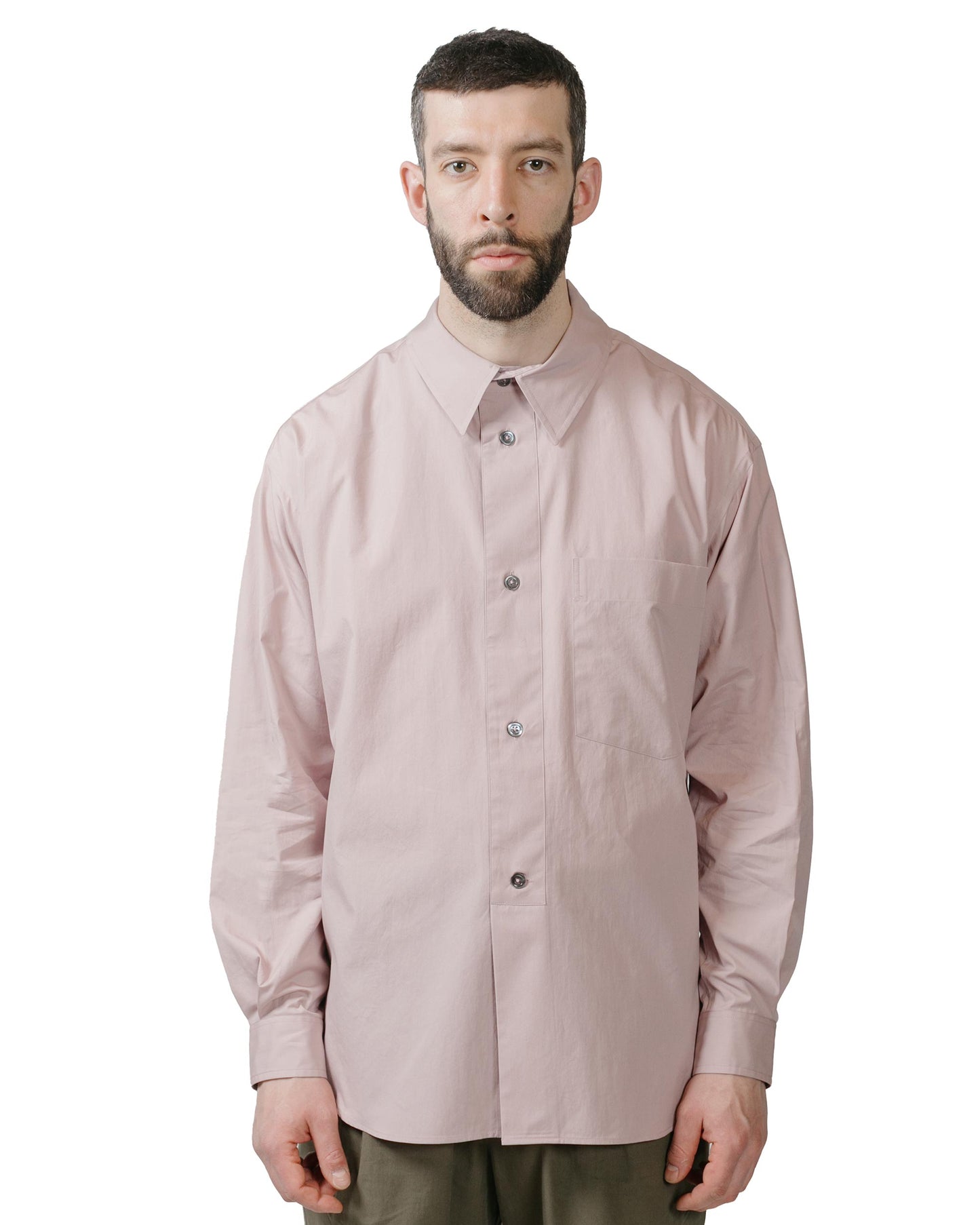 lost & found Margaret Howell Margaret Howell Half Placket Shirt Paper Cotton Poplin Dusty Pink