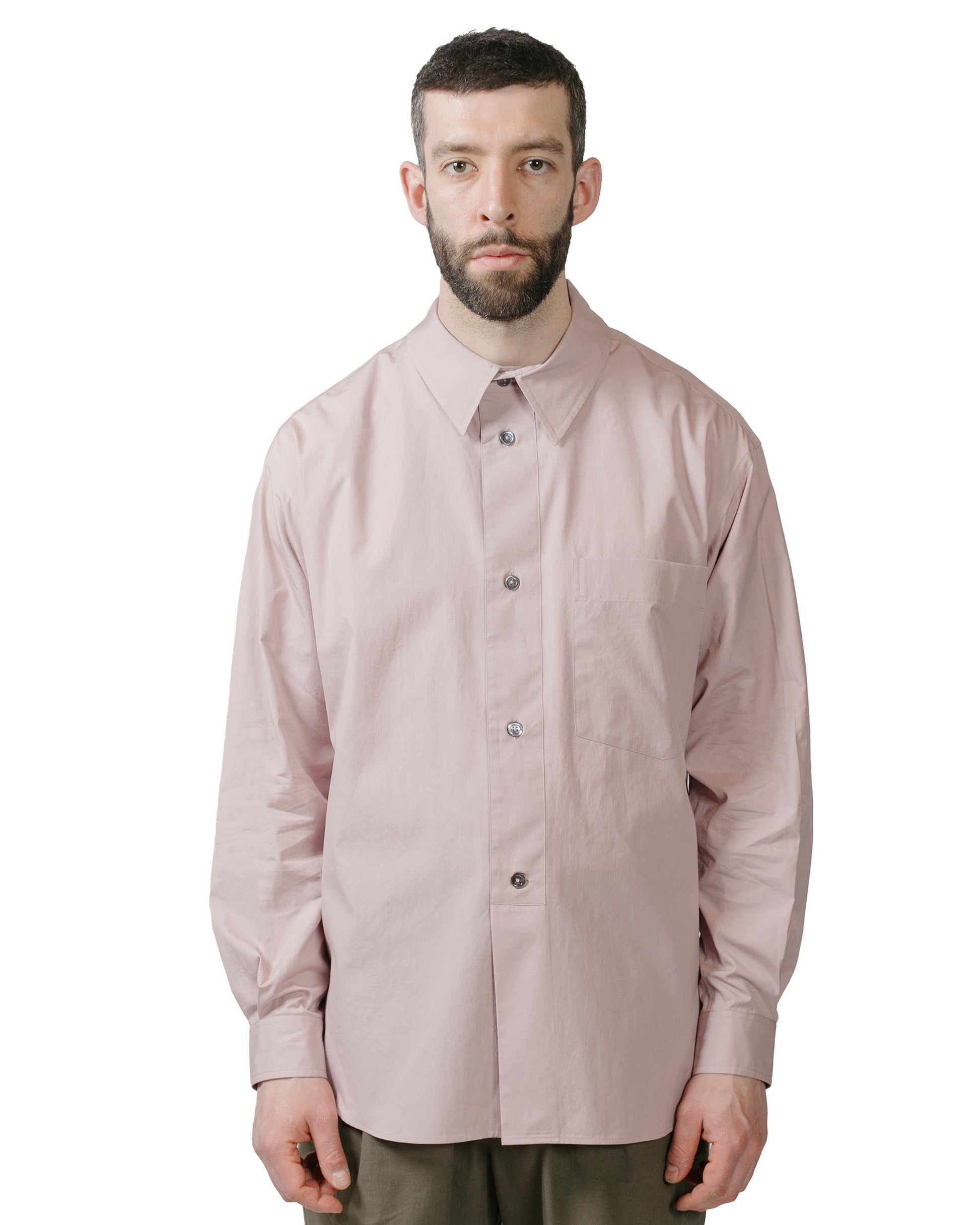 lost & found Margaret Howell Margaret Howell Half Placket Shirt Paper Cotton Poplin Dusty Pink