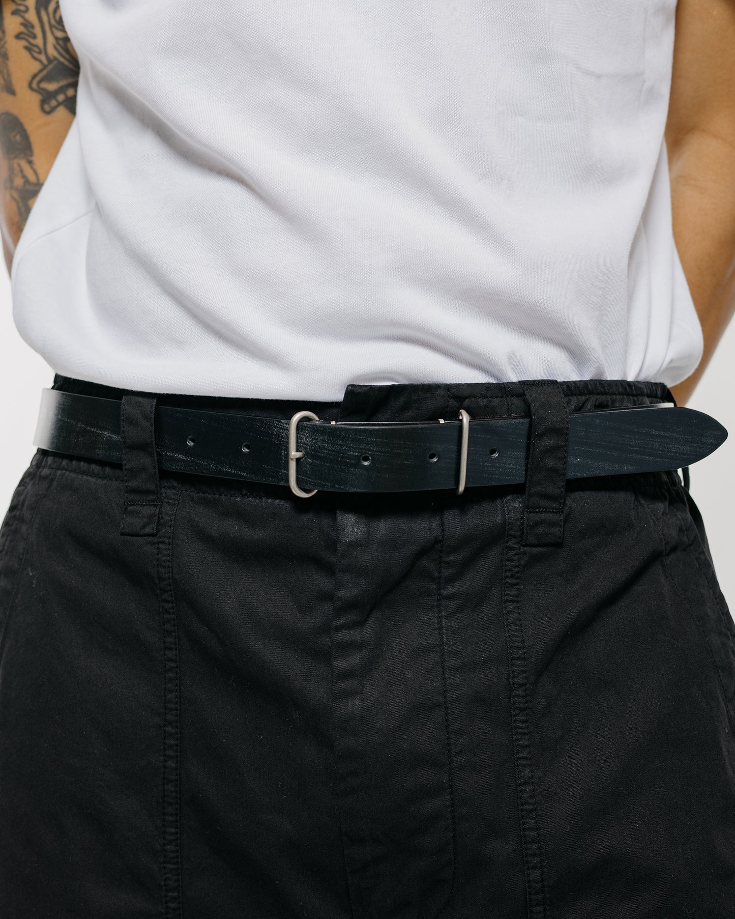 lost & found Margaret Howell Margaret Howell Minimal Buckle Belt Full Grain Bridle Leather Black