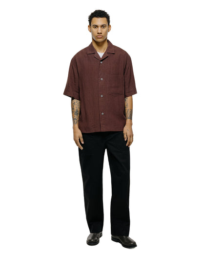 lost & found Margaret Howell Margaret Howell Revere Collar Shirt Soft Linen Poplin Mahogony