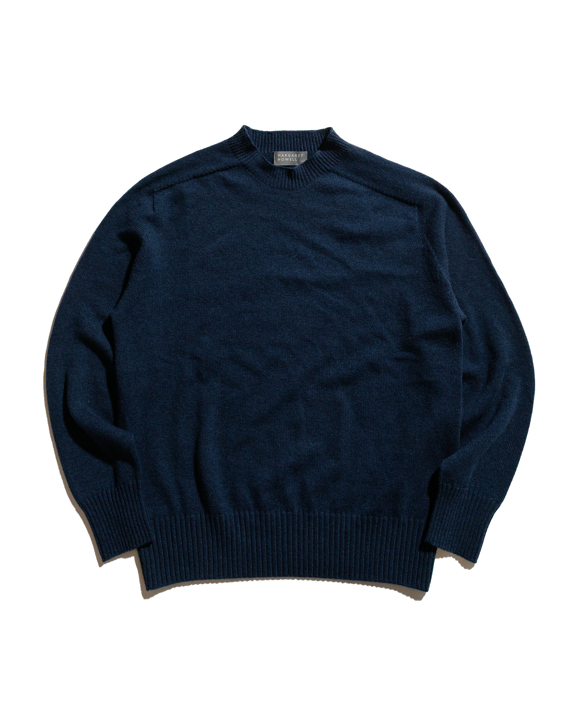 lost & found Margaret Howell Margaret Howell Seamless Crew Neck Cashmere Cotton Ocean Blue