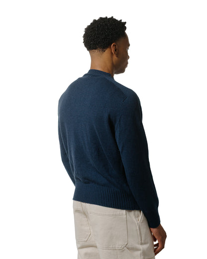 lost & found Margaret Howell Margaret Howell Seamless Crew Neck Cashmere Cotton Ocean Blue