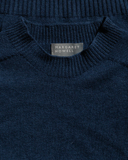 lost & found Margaret Howell Margaret Howell Seamless Crew Neck Cashmere Cotton Ocean Blue