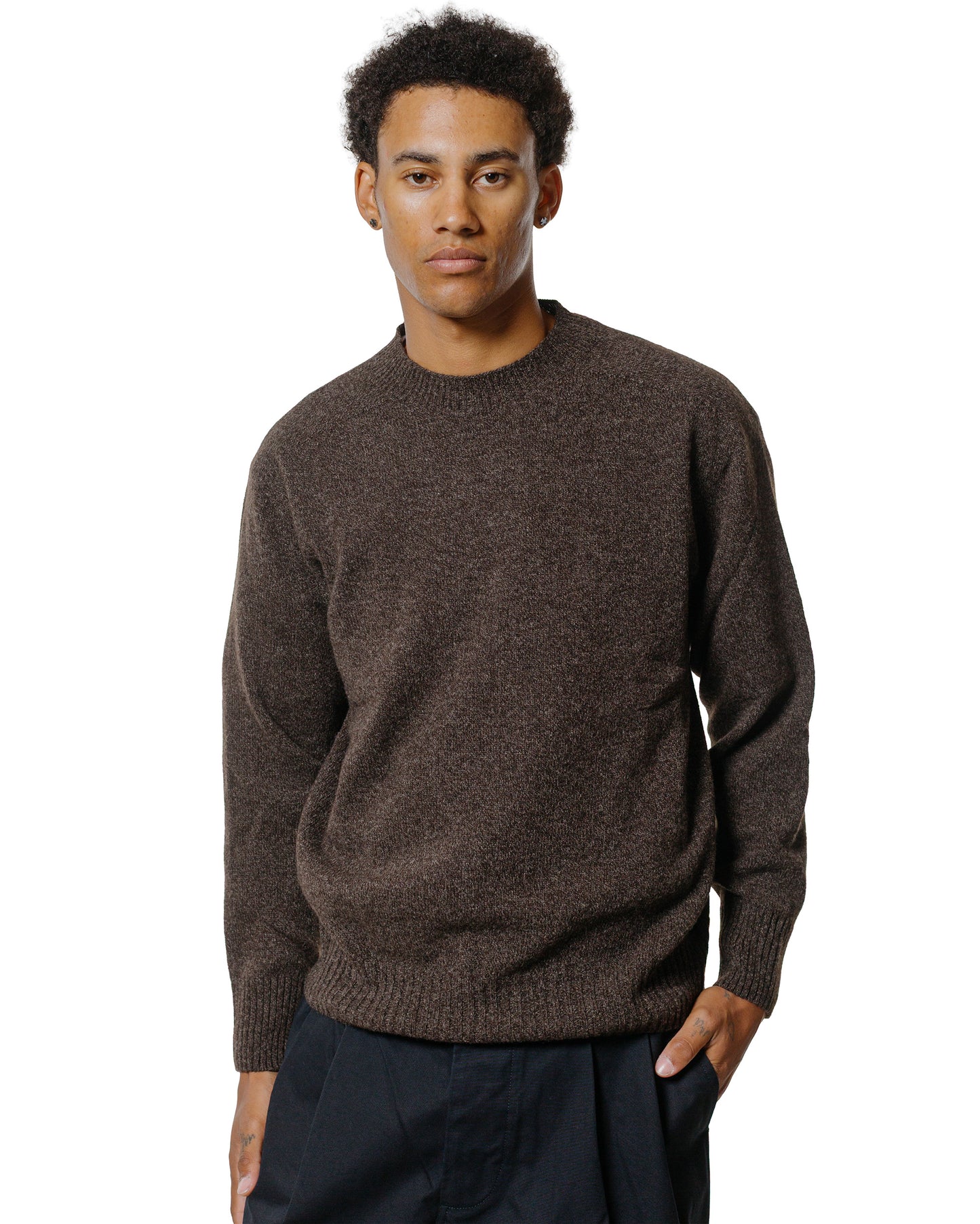lost & found Margaret Howell Margaret Howell Seamless Crew Neck Yak Wool Cashmere Blend Coffee Twist