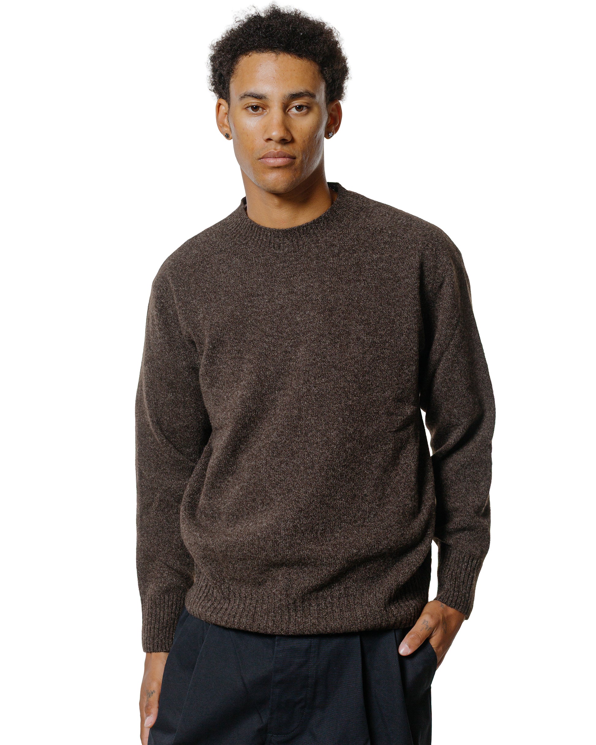 lost & found Margaret Howell Margaret Howell Seamless Crew Neck Yak Wool Cashmere Blend Coffee Twist