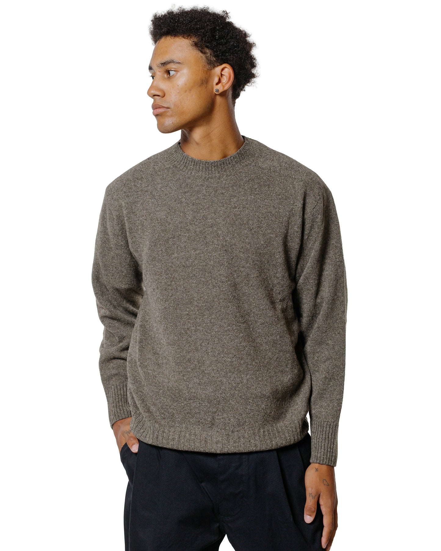 lost & found Margaret Howell Margaret Howell Seamless Crew Neck Yak Wool Cashmere Blend Natural Twist