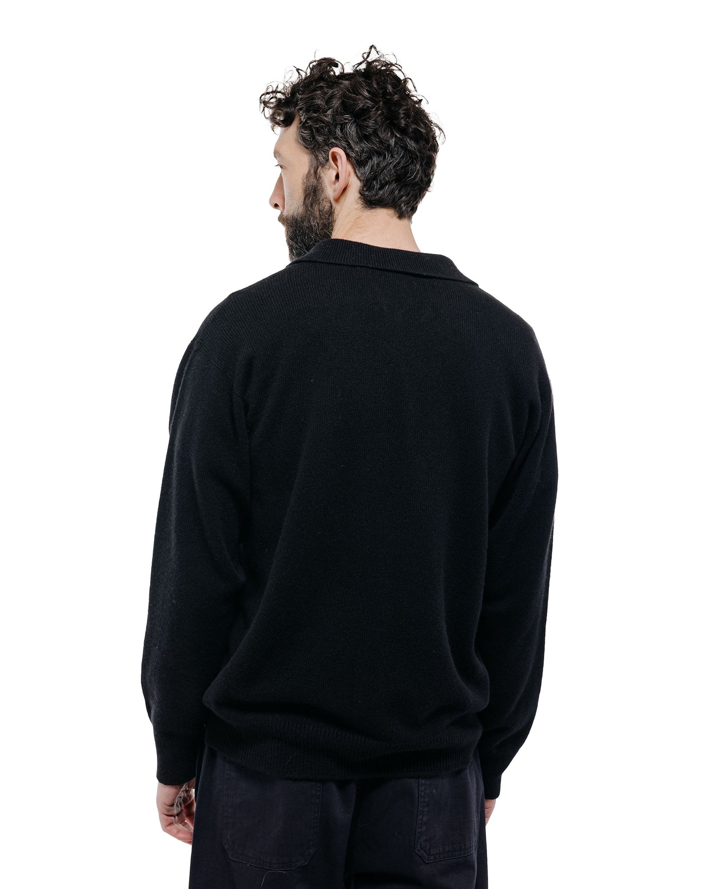 lost & found Margaret Howell Margaret Howell Seamless Pocket Polo Shirt Merino Cashmere Black