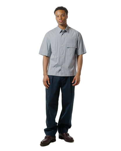 lost & found Margaret Howell Margaret Howell Short Sleeve Flap Pocket Shirt Compact Cotton Plainweave Pewter