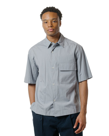 lost & found Margaret Howell Margaret Howell Short Sleeve Flap Pocket Shirt Compact Cotton Plainweave Pewter