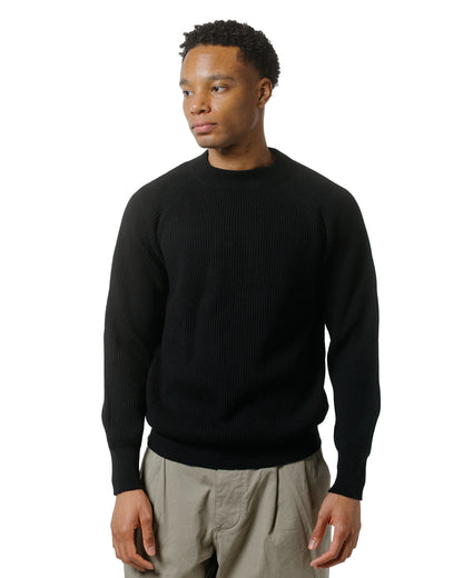 lost & found Margaret Howell Margaret Howell Simple Rib Crew Neck Cotton Wool Black