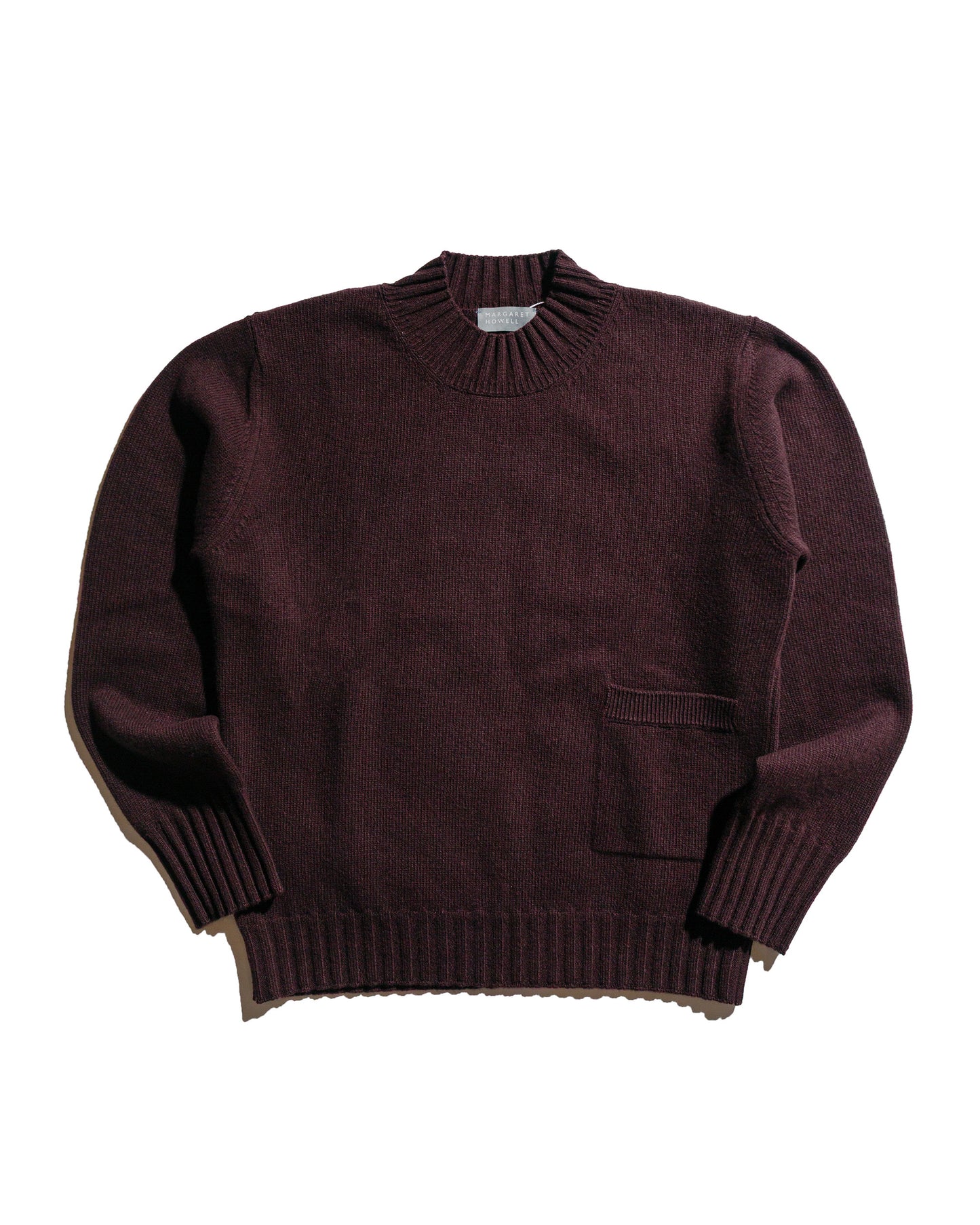 lost & found Margaret Howell Margaret Howell Single Pocket Crew Geelong Lambswool Mahogany