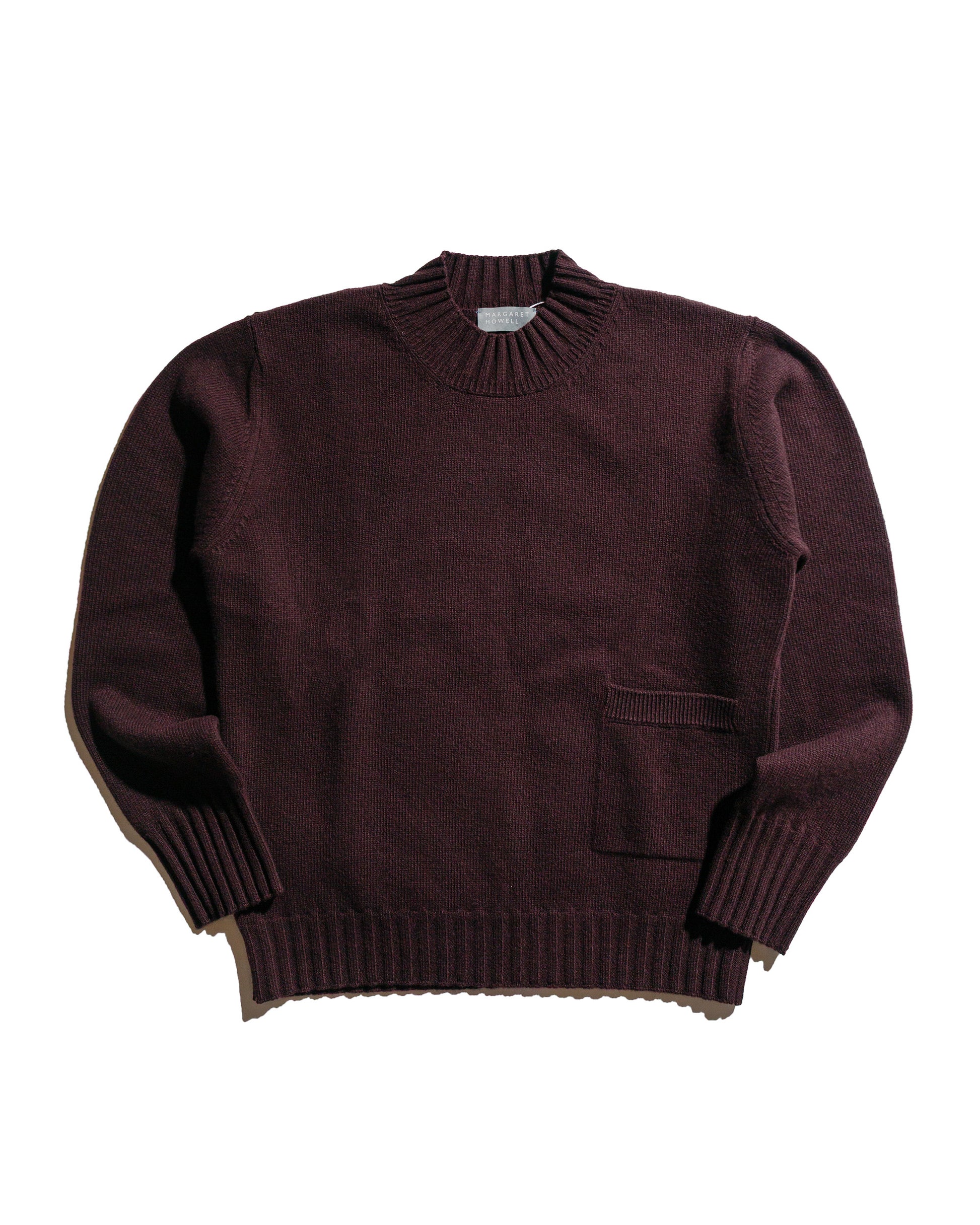 lost & found Margaret Howell Margaret Howell Single Pocket Crew Geelong Lambswool Mahogany