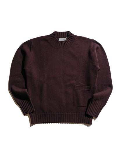 lost & found Margaret Howell Margaret Howell Single Pocket Crew Geelong Lambswool Mahogany